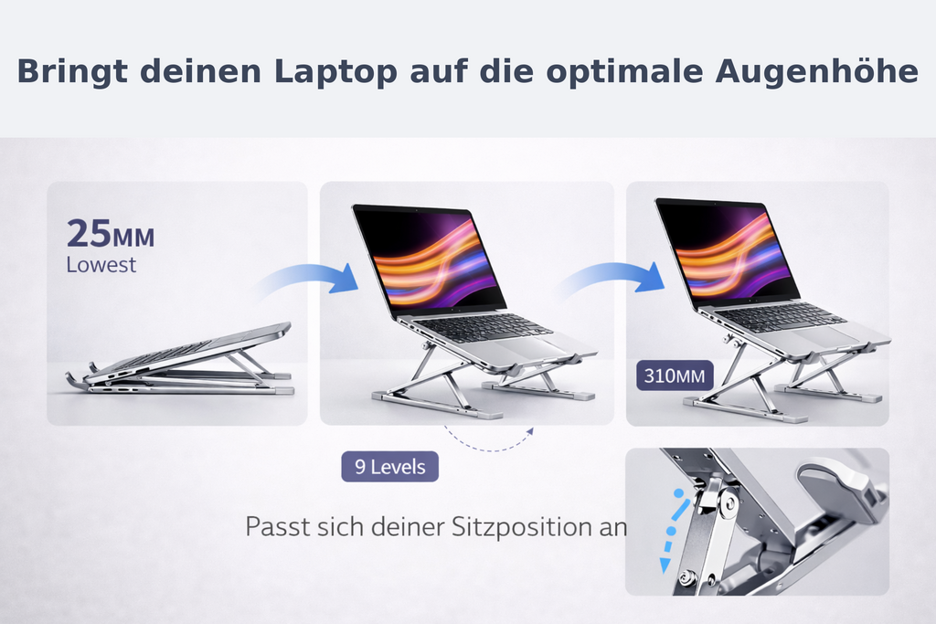 Premium ergonomischer Laptop-Ständer für gesundes Arbeiten